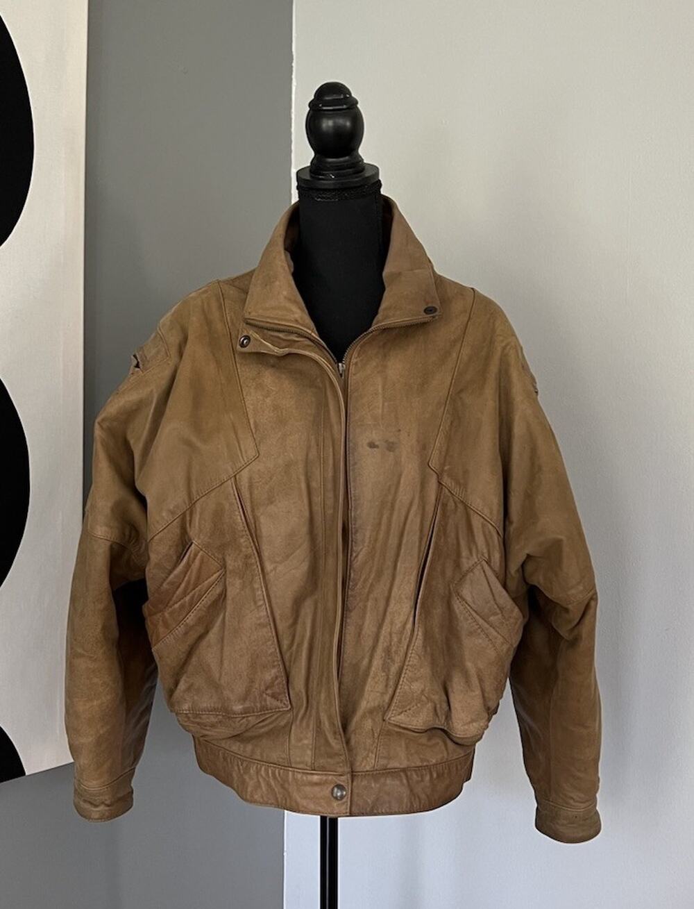 Vtg 80s 90s Bomber Jacket Womens Size Large Brown Leather Boho Western Winlit